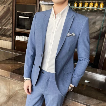 2023 Nova moška obleka (obleka + telovnik + hlače), visoka kakovost modnih korejska različica slim stranka nevesta obleko tri 2-delni komplet M-4XL