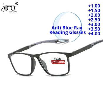 Ženske Modra Svetloba Blokiranje Obravnavi Očala Moških TR90 Velik Kvadrat Spektakel Okvir Za sliko Presbyopia +1.00+1.50+2.00+2.50+3.00+3.5