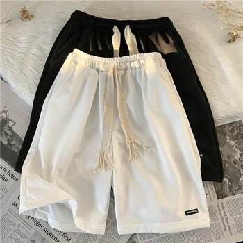 Tkane vrvico hlače za moške poletne modne blagovne znamke barva vsestranski športni nad koleno 5/4 hlače Hong Kong svoboden slog