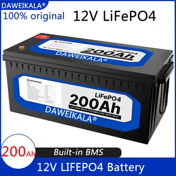 12V 200Ah LiFePO4 Baterija Litij-Železo Fosfat Baterije, Vgrajene v BMS za Sončne Energije Sistema RV Hiša Panulo Motornih Davčna Brezplačna,