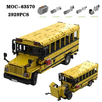 Klasična MOC-63570 Šolski Avtobus 23 Sedežna High-end Obnovo Podrobnosti 2929PCS Preplete Model za Odrasle in Otroke, Igrače, Darilo za Rojstni dan