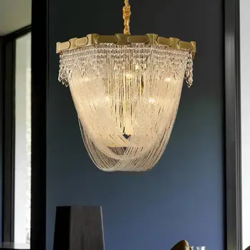 Ameriški kristalno dnevna soba lestenec luksuzni zlata vila dvorani lučka jedilnico otoku, LED osvetlitev