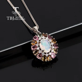 Multi-barvne Naravnih Opal Turmalin Gemstone, Ogrlico, Obesek za ženske S925 srebrno svetlobo luksuzni krasen fine nakit