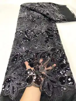 Debelo 3D black Bleščice Afriške francoski Očesa Tkanine, Čipke 2023 Visoko kakovostnega tila očesa čipke Nigerijski poročno obleko čipke ženske
