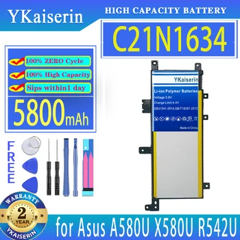 YKaiserin 5800mAh Baterije C21N1634 za Asus FL5900L FL8000U A580U X580U X580B A542U R542U R542UR X542U V587U Baterije