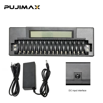 PUJIMAX 16 Rež LCD Smart AA/AAA/9V Baterijo, Polnilnik baterije za polnjenje Ni-MH/Ni-Cd/Li-ionska Akumulatorska Baterija Adapter za Polnilnik Hitro Polnjenje Varno