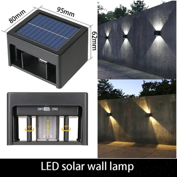 LED Solar Wall Lučka IP65 Vodotesen Prostem Litijeva Baterija 3,7 V 1200mA Za Vrt, Dvorišče Ograjo Dekor Svetilko z 3 Leta Garancije