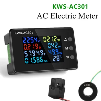 8 v 1 KWS-AC301 Wattmeter Moči Meter AC 50-300V Napetost 50-60HZ Moč Analizatorji 0-20/100A Električne energije Meter