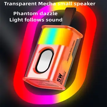 Pregledna Mecha Brezžični Bluetooth Zvočnik Trajno Stereo Zvok, Ritem Svetlobe Učinek TWS Povezani Prenosni Bluetooth Zvočnik