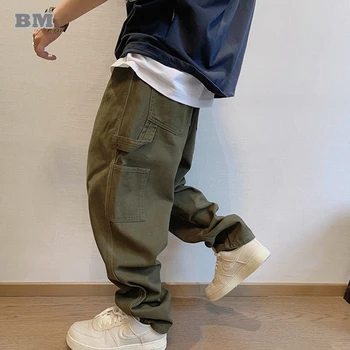 Korejski Hip Hop Visoke Kakovosti Priložnostne Hlače Za Moške Oblačila Harajuku Priložnostne Vrečasta Tovora Hlače Ulične Skateboard Hlače Moški