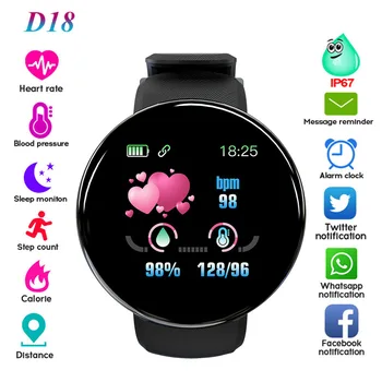 D18 Smart Horloge Hartslag Bloeddruk Fitnes Tracker Mannen Vrouwen Smart Polsband Waterdicht Šport Smartwatch Voor
