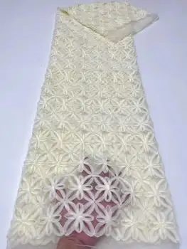 2023 Nove Luksuzne Nigerijski Poroko čipke Visoke kakovosti bež 3D til aplicirano čipke tkanine skrbno načrtovani v Afriških tkanine