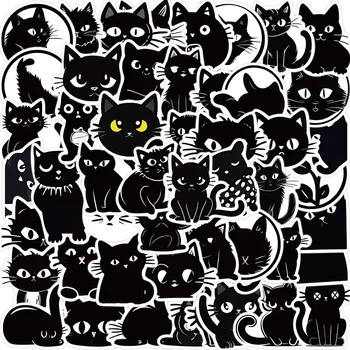 50PCS Kawaii Black Cat Serije Nalepke za Dekoracijo Srčkan Mačke Nalepke, samolepilne, Scrapbooking Nalepke Za Prenosnik Načrtovalci