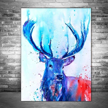 DIY 5D Diamond Slikarstvo Lepe Živali Mozaik Modra Akvarel Elk Diamond Vezenje Doma Dekoracijo