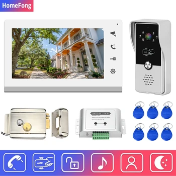 Homefong Video Interkom s Ključavnico,Žično Zvonec RFID Odklepanje,7 Palčni Zaslon,Home Security Vrata Telefon Dostop do Sistema za Nadzor Kit