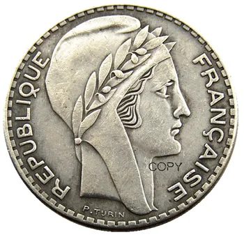 Francija 1929 20Francs Silver Plated Kopijo Kovancev