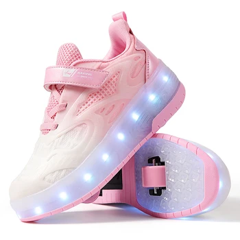 New Visoke Kakovosti Skate Čevlji za Otroke Moda LED Luči, Svetlobni Superge Otrok Dveh Kolesih Čevelj Fantje Dekleta z USB Polnjenjem
