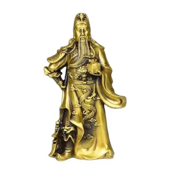 28 CM Kitajska Medenina, Baker Srečni Zmaj Meč Bogastvo Guan Gong Guan Yu Bude, Kip Boga