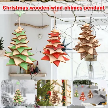 2021 Srečno Novo Leto Božični Okraski Leseni Bell Obesek Božično Drevo Božično Darilo Doma Stranka Dekoracijo Dropshipping
