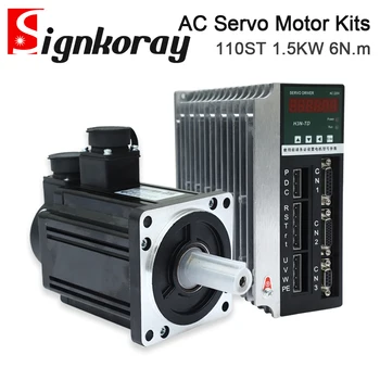 SignkoRay 1,5 KW 6N.m AC Servo Motor Voznik Kompleti 110ST 2000RPM 220V 6A za Industrijske Nadzor Aplikacij