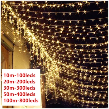 10-100 M Niz LED Luči EU/ZDA Priključite Zunanji Nepremočljiva Počitnice Ulica Vrt Poročno Dekoracijo Božični Luči Luči Pravljice