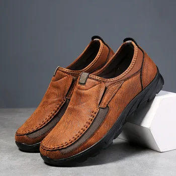 TaoBo Velika Velikost 46 Moda Dihanje Poslovni Moški Čevlji Britanski Zdrsne Na Slog Priložnostne Čevlji Klasične PU Usnje Hoja Obutev